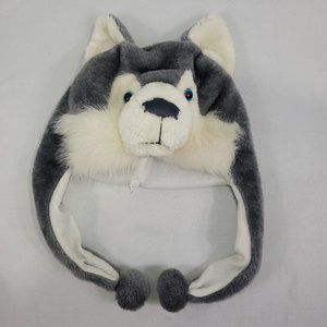 Husky Sled Dog Wolf Hat Youth Kids Plush Head